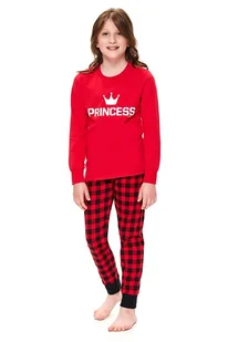 Piżama dziewczęca Princess czerwona 110/116 - Piżamy dla dziewczynek - miniaturka - grafika 1