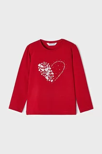 Bluzki dla dziewczynek - Mayoral longsleeve bawełniany dziecięcy kolor czerwony - grafika 1