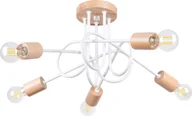Lampy sufitowe - Żyrandol EMBER 5 biały 5xE27 15W stal/drewno 26x61x15cm Sollux Lighting - miniaturka - grafika 1