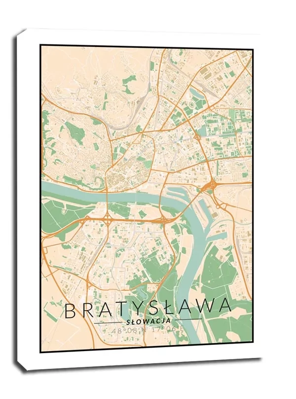 Bratysława mapa kolorowa - obraz na płótnie Wymiar do wyboru: 20x30 cm