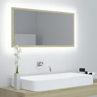 Lustra - vidaXL Lumarko Lustro łazienkowe z LED, kolor dąb sonoma, 90x8,5x37 cm, płyta 804935 - miniaturka - grafika 1