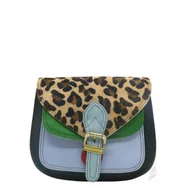 Torebki damskie - Torebka listonoszka damska skórzana pasek klapka wzór oryginalna OLIVKA - miniaturka - grafika 1