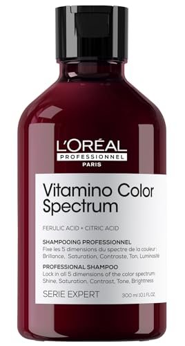 L'Oréal Professionnel Szampon do koloryzacji włosów z efektem szkła do włosów farbowanych, z kwasem ferula i cytrynowym, wegański, seria Expert, szampon Vitamino Color Spectrum, 300 ml