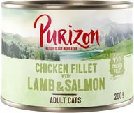 Mokra karma dla kotów - Zestaw Purizon Adult, 12 x 200 g - Filet z kurczaka z łososiem i jagnięciną - miniaturka - grafika 1
