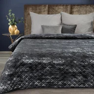 Narzuty - Elegancki koc glamour marmurkowy wzór narzuta na łóżko połysk BLINK 3 czarny 170x210 cm cm czarny srebrny - miniaturka - grafika 1