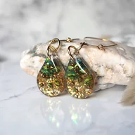 Kolczyki - Wysyłka 24h- golden forest unikatowe artystyczne kolczyki - miniaturka - grafika 1