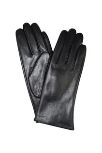 Rękawiczki - Rękawiczki damskie skórzane - czarne - grafika 1