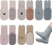 Skarpetki dla dzieci - SKARPETYKI ANTYPOŚLIZGOWE DLA NIEMOWLĄT BAWEŁNIANE ZWIERZĄTKA 5 PAR ZESTAW - miniaturka - grafika 1