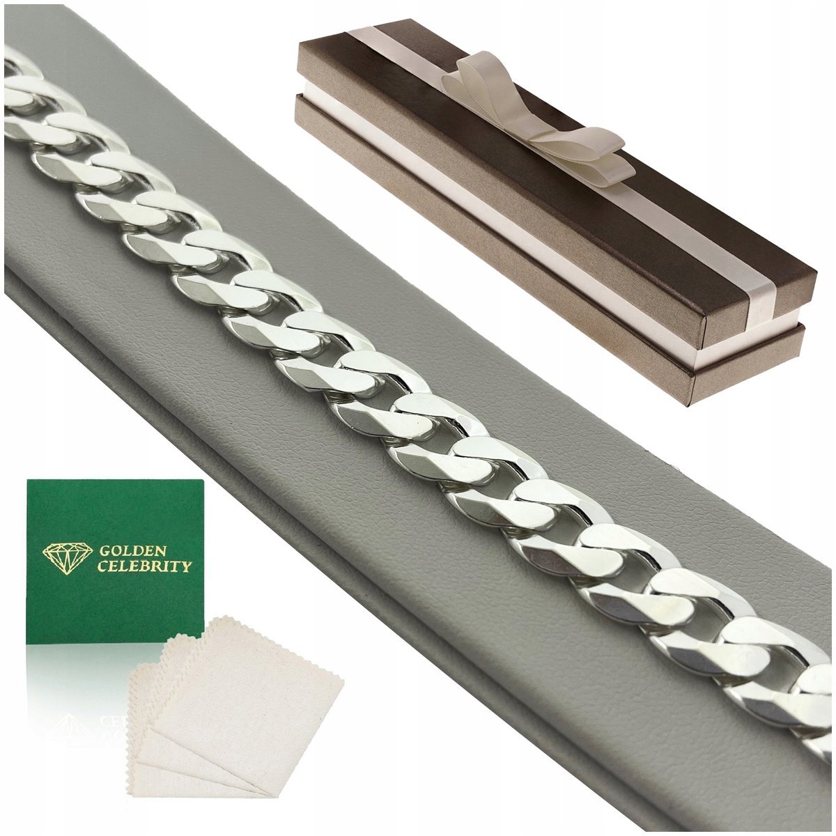 Gruba Męska Bransoletka Pancerka 23Cm/11,5Mm Srebro Pr. 925 Szeroka Prezent