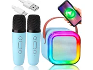 Instrumenty muzyczne dla dzieci - Mikrofon G��o��nik Bezprzewodowy Zestaw Karaoke Bluetooth 2 Mikrofony Niebieski - miniaturka - grafika 1