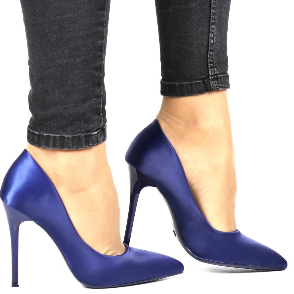 SZPILKI CZÓŁENKA DAMSKIE SATYNOWE SEASTAR 129P NAVY GRANATOWE