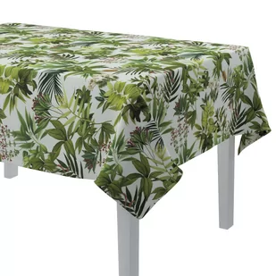 Dekoria pl Obrus prostokątny zielono-czerwona rośliność na białym tle 130 × 130 cm Tropical Island - Obrusy i serwetki - miniaturka - grafika 1