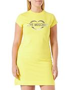 Sukienki - Love Moschino Damska sukienka slim fit A-line z krótkim rękawem, żółty, 46 - miniaturka - grafika 1