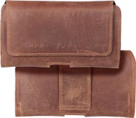 Etui i futerały do telefonów - OEM Kabura uniwersalna do paska skórzana ROYAL Crazy Horse pozioma rozmiar XL do IPHONE 13 PRO MAX / 14 PRO MAX / SAMSUNG S21 PLUS / S20 FE / A50 / A51 5G / HUAWEI P30 PRO / P40 PRO / OPPO A98 5G brązowa - miniaturka - grafika 1