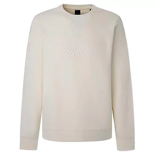 Hackett London Męska bluza z wytłoczonym okrągłym dekoltem, Beżowy (Ecru), S - Bluzy męskie - miniaturka - grafika 1