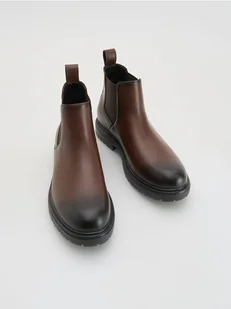 Reserved - Skórzane botki - ciemnobrązowy - Botki damskie - miniaturka - grafika 1