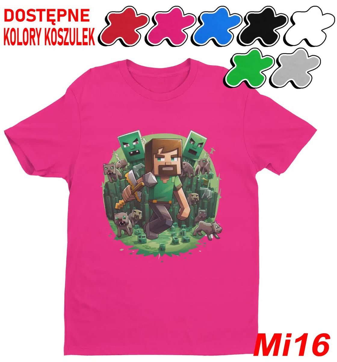 Koszulka Dziecięca Z Nadrukiem Dla Fana Mainkraft Gry Wzory -L 146-152