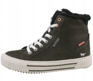 Trampki damskie - MUSTANG TRAMPKI DAMSKIE ZIELONE OCIEPLANE WYSOKIE 40 JTC - miniaturka - grafika 1