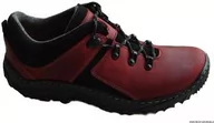 Buty trekkingowe damskie - SKÓRZANE TREKINGI czerwone szersze WYGODNE 39 - miniaturka - grafika 1
