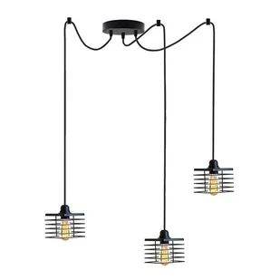 Czarna lampa wisząca pająk loft GALO LOFT L3 druciane klosze - Lampy sufitowe - miniaturka - grafika 1