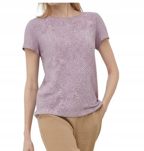 VILA BLUZKA FIOLETOWA W KROPY Z KRÓTKIM RĘKAWEM 38 XQA