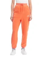 Spodnie damskie - Tommy Hilfiger Damskie Spodnie Dresowe Polarowe Tjw Signature Fleece Sweatpant Pomarańczowe Dw0Dw14435 Xmv M - miniaturka - grafika 1
