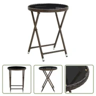 Stoły ogrodowe - The Living Store Stolik herbaciany - brązowy - 60 cm - rattan PE i szkło hartowane - Stolik Herbaciany - miniaturka - grafika 1