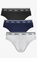 Majtki damskie - 3-pack slipy męskie bawełniane w sportowym stylu EXSL392MX3, Kolor czarno-granatowy, Rozmiar S, EXES - Intymna - miniaturka - grafika 1