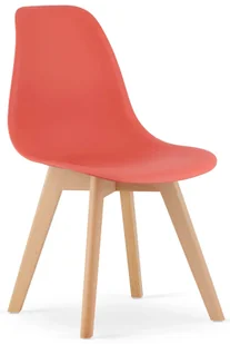Pomarańczowe krzesło na drewnianych nogach cynober F0-N09 - Krzesła - miniaturka - grafika 1