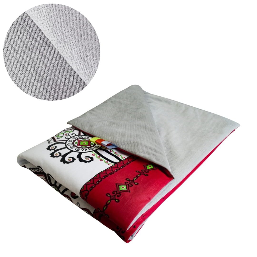 Kocyk Dziecięcy 75x100 Ocieplany Parzenice Czerwone/Szary Bawełna/Velvet Polski Producent