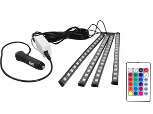 Zestaw oświetlenia kabiny samochodu 15xLED RGB wnętrza auta + pilot - Akcesoria motoryzacyjne - miniaturka - grafika 1