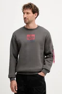 Bluzy męskie - Alpha Industries bluza męska kolor szary z nadrukiem 148311.684 - miniaturka - grafika 1
