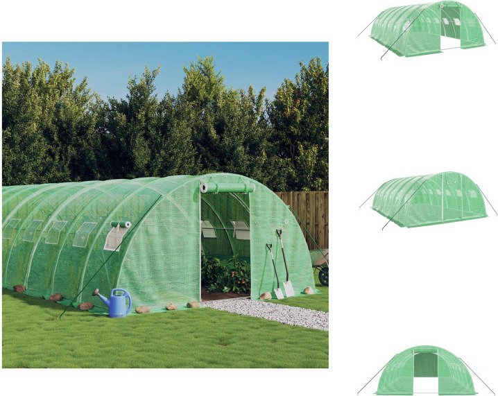 vidaXL Szklarnia z ramą stalową zielona 24 m² 6x4x2 m - Szklarnie