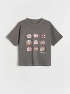 Koszulki dla dziewczynek - Reserved - Świąteczny t-shirt Pusheen - ciemnoszary - miniaturka - grafika 1