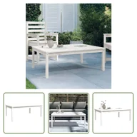 Stoły ogrodowe - The Living Store Stolik ogrodowy - biały - 121x82 -5x45 cm - lite drewno sosnowe - Stół Ogrodowy - miniaturka - grafika 1