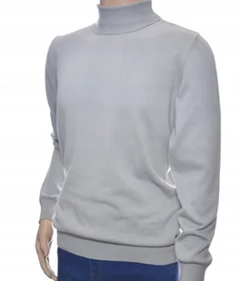 Sweter z golfem golf męski bawełniany pod marynarkę gładki M szary 312 - Swetry męskie - miniaturka - grafika 1