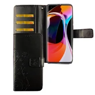 Etui i futerały do telefonów - Etui na telefon komórkowy Xiaomi Mi 10 Etui ochronne z klapką i miejscem na kartę, kolor: czarny w kwiaty - miniaturka - grafika 1