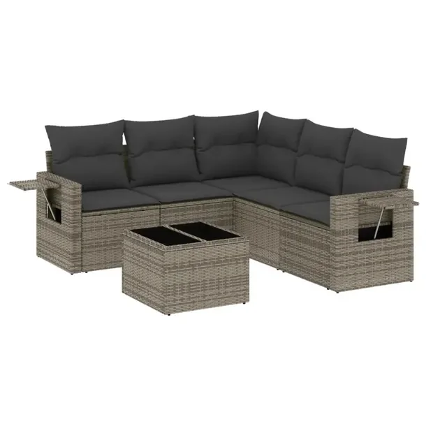Zestaw mebli ogrodowych z rattanem PE, szary, wymiary: 55x62x69 cm, 62x62x6