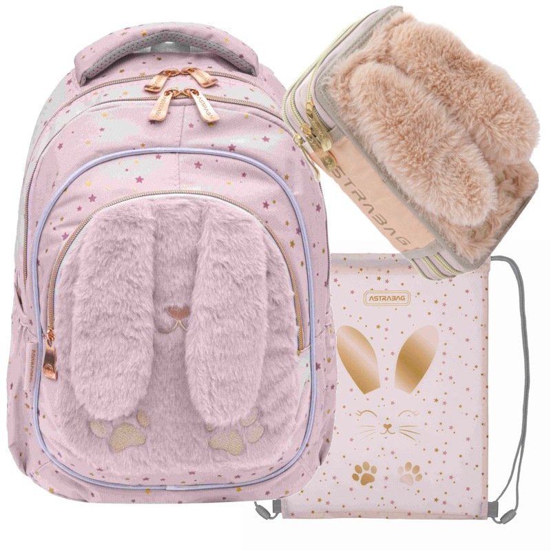 Zestaw Plecak tornister szkolny Pluszowy Króliczek z uszami Fluffy Bunny