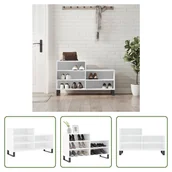 Szafki na buty - Stojak na buty The Living Store biały wysoki połysk 102x36x60 cm materiał drewnopochodny - miniaturka - grafika 1