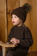 Czapki dla dzieci - Chłopięca czapka na zimę COLD z pomponem jasny beż - miniaturka - grafika 1