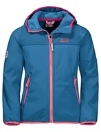 Kurtki i płaszcze dla dziewczynek - Jack Wolfskin Unisex Dziecięca Fourwinds Jacket Kids Softshell, Wave Blue, 104 - miniaturka - grafika 1
