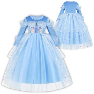 Strój Elsa Sukienka Księżniczki Przebranie Elza Kraina Lodu Na Bal 128 134 - Stroje karnawałowe - miniaturka - grafika 1