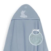 Okrycia kąpielowe dla dzieci - Okrycie kąpielowe 100x100 Słoń serduszko biały petrol ręcznik z kapturkiem + śliniaczek - miniaturka - grafika 1