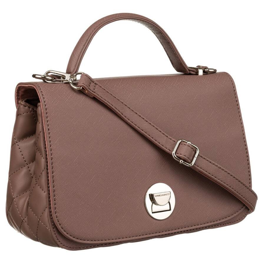 Listonoszka damska pikowana w kolorze dusty pink obrotowe zapięcie - David Jones