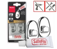 Wieszaki i stojaki - Metaltex 403740010 Orbit Safefix haki w komplecie kleju, tworzywo sztuczne, 2 sztuki, chrom, 3 x 5 x 1.5 cm 403740010 - miniaturka - grafika 1