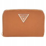 Portfele - Guess Damski Mały Portfel Elegancka Portmonetka Poliuretanowa Brązowa Ładna - miniaturka - grafika 1