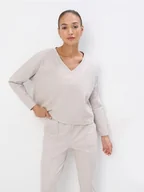 Bluzy damskie - Mohito - Bluza z dekoltem V - beżowy - miniaturka - grafika 1