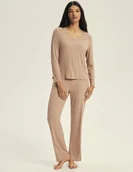 Piżamy damskie - Piżama damska długi rękaw Jenius 3 Esotiq beżowy XL - miniaturka - grafika 1