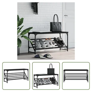 The Living Store Stojak na buty czarny 90x30x45 cm materiał drewnopochodny - Szafki na buty The Living Store Stojak na buty czarny 90x30x45 cm materiał drewnopochodny - Szafki na buty - miniaturka - grafika 1